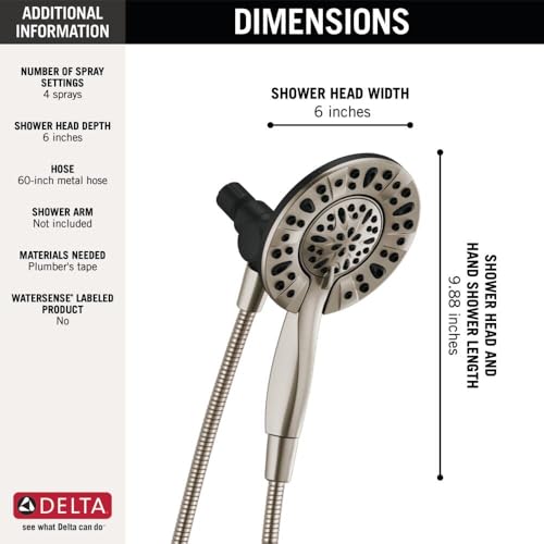Dual Shower Head with Handheld Spray Satin Nickel - 4 Spray Options, 2.5 GPM