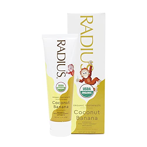 Kids Organic Coconut Banana Toothpaste 3oz Pack of 3 - Non-Toxic, Fluoride-Free