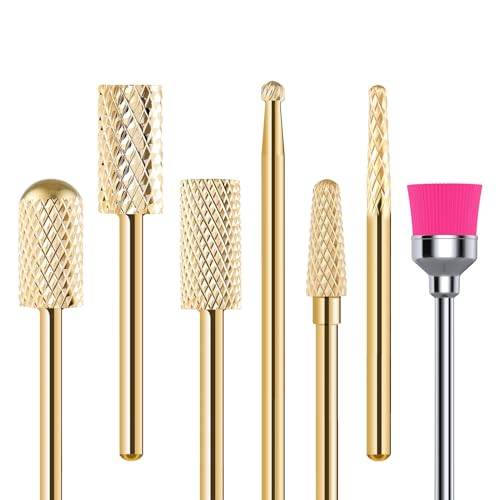 Gold Tungsten Carbide Nail Drill Bits Set - 7pcs for Manicure Pedicure