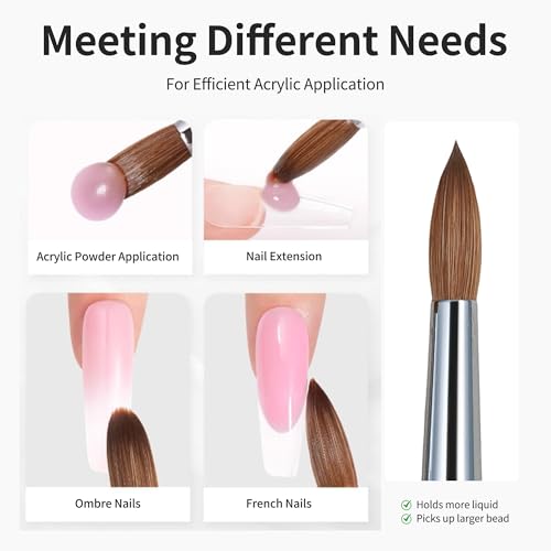 Brown 10# Acrylic Nail Brush with Solid Wood Handle - Professional Manicure Tool