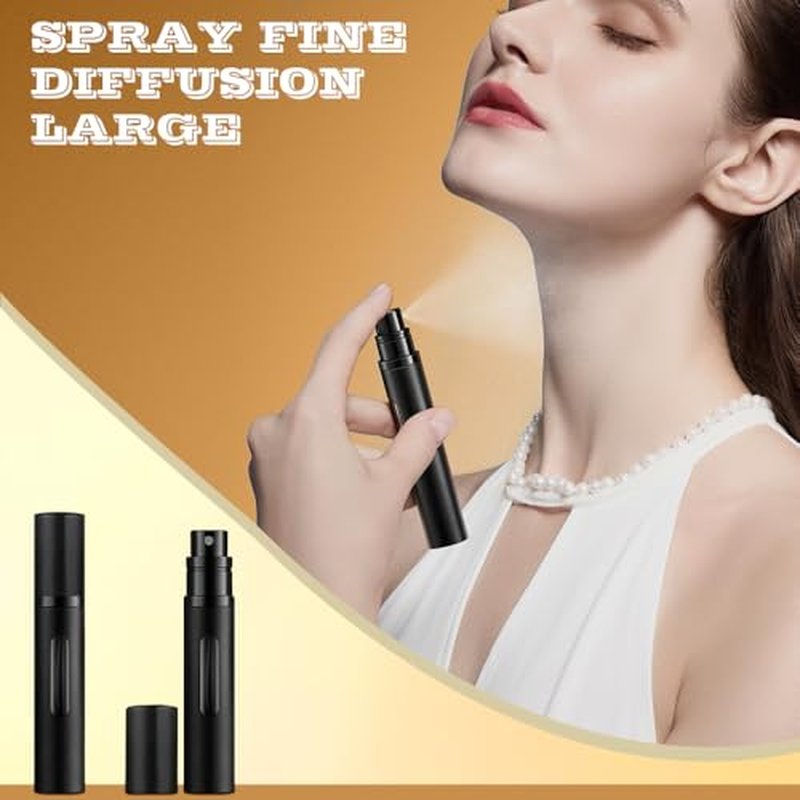 8ml Perfume Atomizer Travel Refillable,Mini Cologne Dispenser, Bottom-Filling Fragrances Perfumes Bottle,Portable Sprayer Pocket Size for Women Men Cruise Car Trip Gift 3pcs (Black-Grey-Blue)