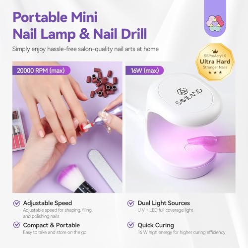 SAVILAND Builder Nail Gel Kit with 19 Pieces & Nail Drill — 4 Colors for Nails