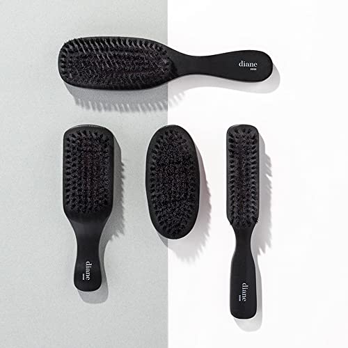 Diane 7-Row Boar Bristle Wave Brush ? Soft 100% Boar Bristles for Fine to Medium Hair, 360 Waves, Smoothing & Polishing, Gentle on Scalp, Real Wood Handle, Beard & Mustache Styling