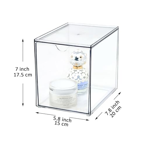 Youngever 2 Pack Large Stackable Organizer Drawers, Stackable Makeup Organizer, Stackable Makeup Storage, Clear Cosmetic Organizers, Makeup Organizer Drawers (6" x 8" x 7")