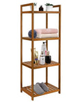 Teak Wood Bathroom Shelf Organizer Stand - 4 Tier Freestanding Shower Caddy