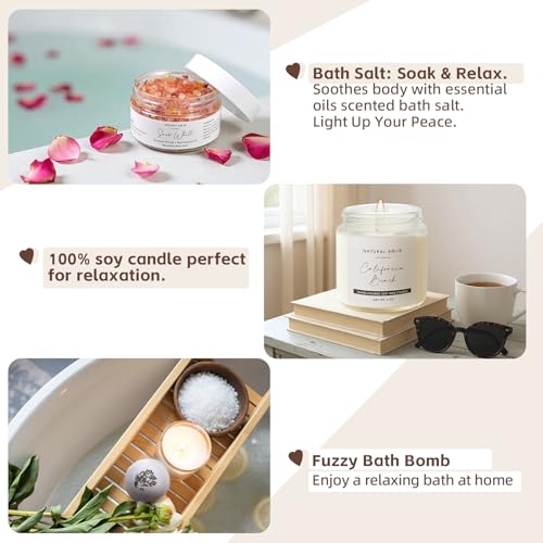 Serenity 6pcs Handmade Bath & Body Gift Set - Natural Soap, Bath Bomb, Mask, Candle for Women