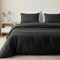 Egyptian Cotton Duvet Cover Set King Size Black Moonless Night Sateen Weave