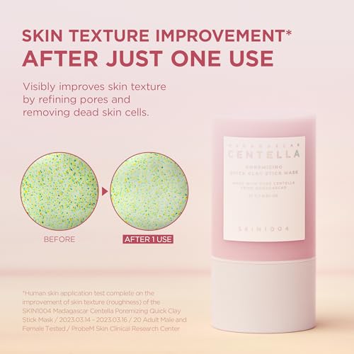 SKIN1004 Poremizing Quick Clay Stick Mask, Face Mask Skincare for Pore Minimizing, Facial Clay Mask with Centella, Pore Minimizer for Sebum Control, Pink Mud Mask, Korean Skin Care, 0.95 oz / 27g