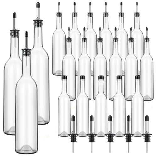 20-Pack Long Neck Glass Wine Bottles with Pourers - 750ml Bar Liquor Storage Set - Variation of THIS listing 20