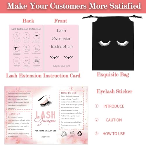 60PCS Lash Shampoo Bottles and Brushes Set for Lash Care - Black Variation