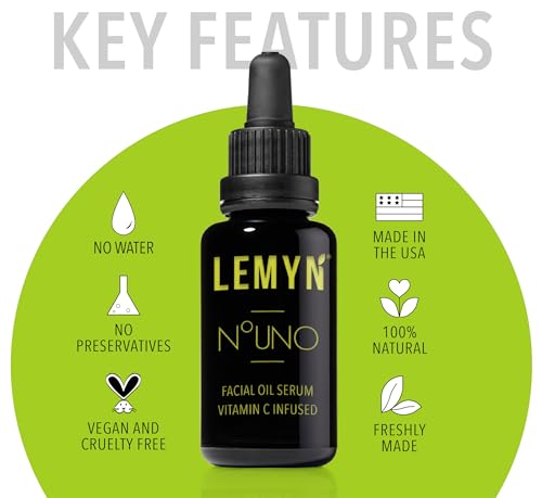 Lemyn Organics Hydrate & Glow Face Oil 0.5 Fl Oz Vitamin C & E Serum - Natural, Handcrafted in CA