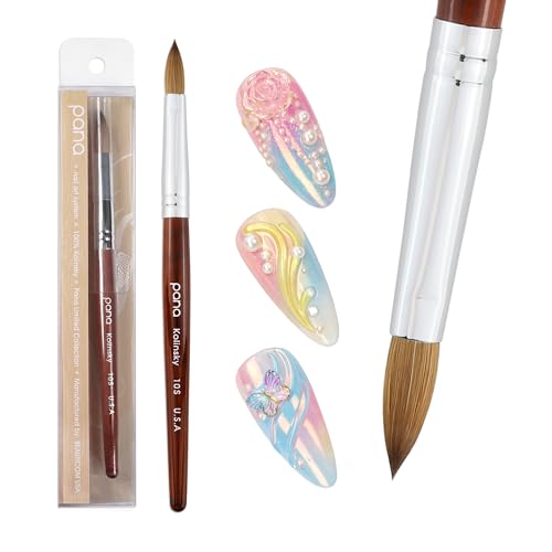 PANA Pure Kolinsky Nail Brush Size 10 with Mahogany Handle - Acrylic, Manicure & Pedicure Tool