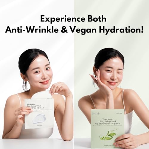 Hydrogel Collagen Korean Face Mask 5+5 EA Luxury Skin Care (AntiWrinkle, Vegan Mucin) (Variety 10)