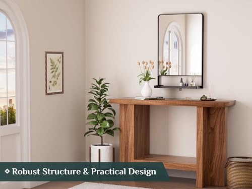 Bathroom Mirror with Shelf 18x28 Inch Black Wall Mount, Rust-Resistant - Variation of THIS listing