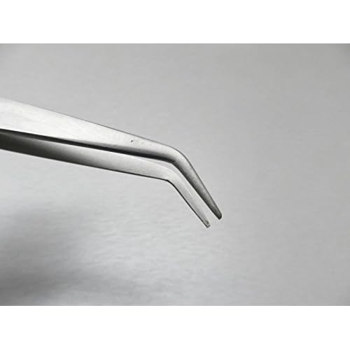 Tweezers Bent Tip Tweezer 45 Degree Bent Smooth Tips Jewelry Bead Hobby & Crafts 7" by JTS