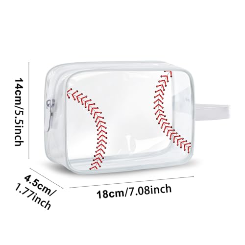 Lebaley 30PCS Baseball Cosmetics Bag - PVC Clear Portable Makeup Bags Organizer 7 x 5.5 x 1.7 '' Waterproof Sport Zippered Toiletry Carry Pouch for Travel Party Supplies