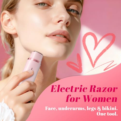 Bikini Trimmer Electric Razors for Women, Personal Shaver for Pubic Hair, Bikini Line, Legs, Underarms & Face, USB-C Rechargeable, Gentle on Sensitive Skin, Rinsable, Gift, Petal Pink