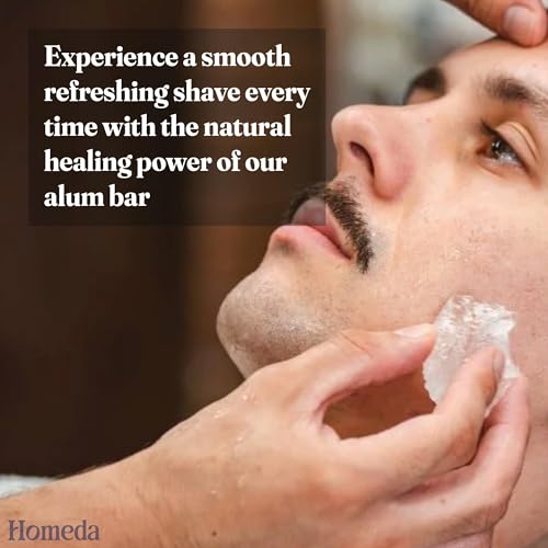 Alum Block for Shaving, Alum Stone for Face, Piedra De Alumbre Natural Bar for Underarm, Fitkari, Fitkiri, Allum Deodorant for Men and Women - with Storage Case (2 Pieces)