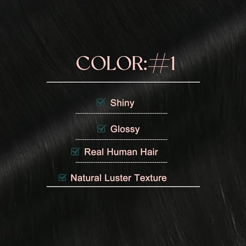 Reusable Hair Extensions Tape-in Set 20 Inch Black Human Hair with Variation A Tape-c #1