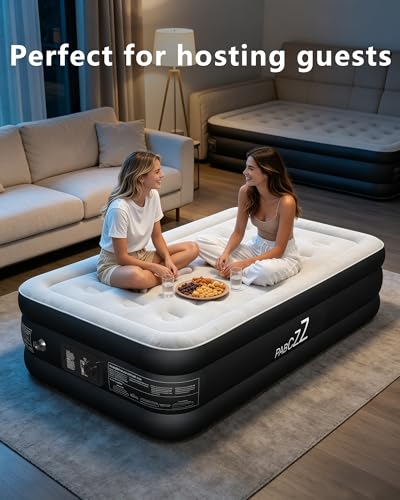 Black Twin Air Mattress with Built-in Pump, 18-Inch Height, Supports Up to 500 lbs