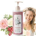 DEMIKI Oily Hair Shampoo with Pink Rose Scent 450ml - Sulfate-Free & Color Safe, Red Variant