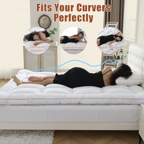 White Queen Memory Foam Mattress Topper 3 Inch 1700GSM Shredded Support