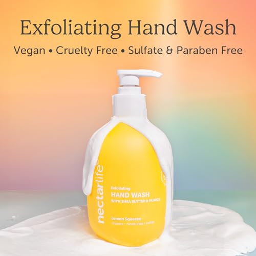 Lemon Squeeze Exfoliating Hand Wash with Shea Butter & Volcanic Pumice - Vegan, Rejuvenating, Hand Scrub - Nectar Life