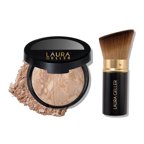 LAURA GELLER NEW YORK Baked Balance-n-Brighten Foundation with Kabuki Brush Makeup Set, Fair