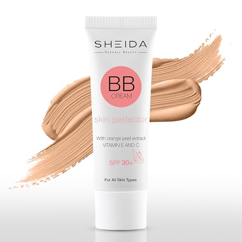 Sheida BB Cream with SPF 30+, Hydrating Daily Tinted Day Cream, Natural Finish, Buildable Light Coverage, 24h Moisture, Vitamin C & E for Even Skin Tone and Radiant Look ? 50 ml (Light)