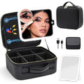 Jadazror Black Detachable Magnetic Lighted Makeup Bag with 360° Swivel Mirror