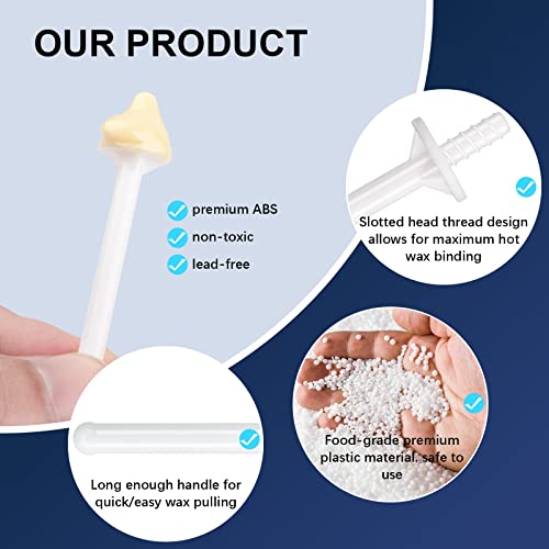 Rolybag Nose Wax Sticks Applicators, 200 Pcs Plastic Wax Rod Wand for Nostril Cleaning and Nose Hair Removal