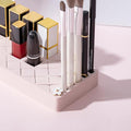 Silicone Lipstick Holder 18+6 Slots, Cosmetic Organizer Stand Square Makeup Display Case for Brush Lip Eye Stick Nail Polish Brushes Eyebrow, Premium Cosmetic Organizer-Pink