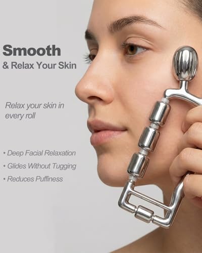 Yeamon Silver 3-in-1 Face Roller for Skin Care, Facial Massager & Under Eye Tool
