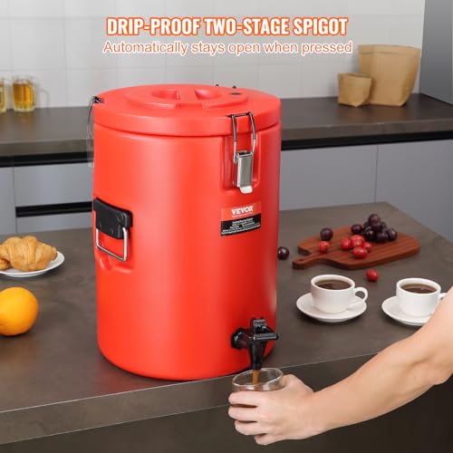 VEVOR 4.5 Gallon Stainless Steel Insulated Beverage Dispenser Hot Cold Drink Server