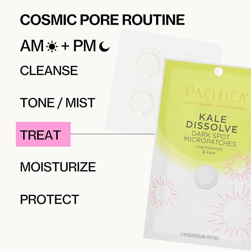 Pacifica Dark Spot Dissolving Micropatches ? Microneedling Dots w/ Niacinamide 12-PACK Tranexamic Acid & Kale to Fade Post-Acne Marks and Age Spots, Brightening Patch Treatment, Clean Vegan Skincare?