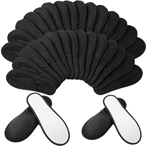 Geyoga 30 Disposable Slippers - Large Wide Black Hotel Spa Footwear