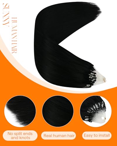Micro Link Hair Extensions Black Rose 18 Inch - 50g Human Hair, No Heat No Glue