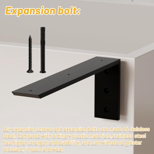 16 Inch Heavy Duty Countertop Support Bracket 4 Pack for Granite & Quartz - Black