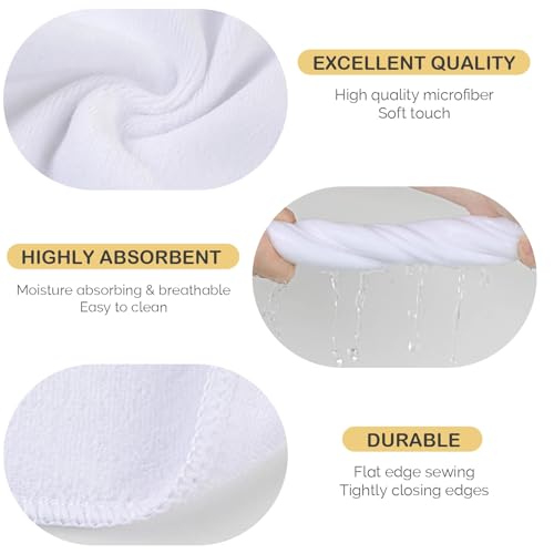 10 Pack Microfiber Reusable Face Cradle Covers - White, 15x12.6 Inches