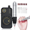Cordless Nail Drill 35000 RPM with Bits Kit - Portable Electric Manicure & Pedicure Tool, Black