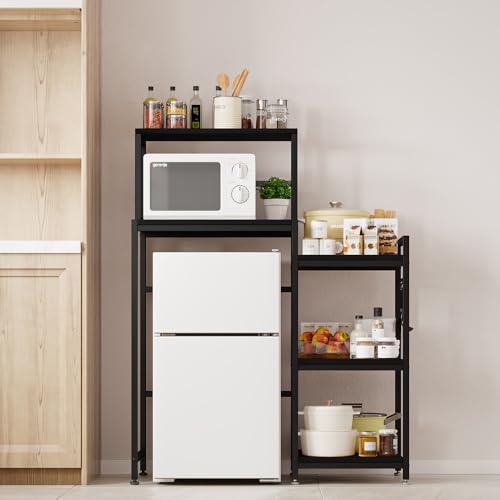 6-Tier Mini Fridge Stand with Storage and Hooks, Kitchen & Dorm Organizer