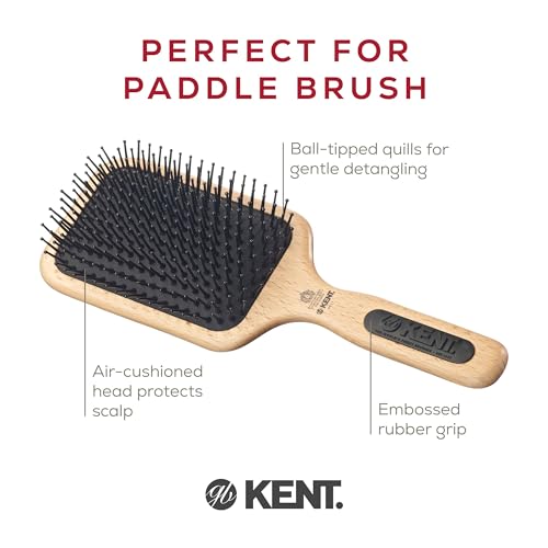 Kent PF17 Large Cushion Paddle Brush for Long, Thick & Curly Hair - Scalp Massager & Growth Stimulator, Variation PF17