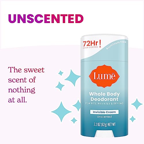 Lume Whole Body Deodorant Cream Stick Unscented - 2.2 oz, Pack of 2