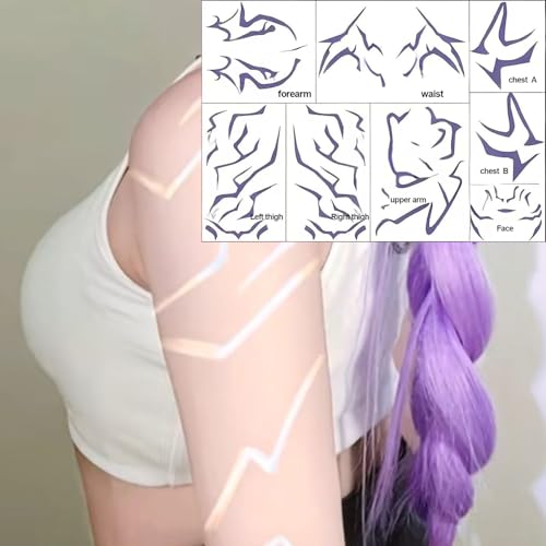 Temporary Tattoos ? Rumii Cosplay Tattoo Stickers | Cosplay Accessories for Halloween & Conventions | Purple