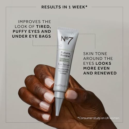 No7 Future Renew Damage Reversal Eye Serum - Nourishing Under Eye Serum for Sun Damaged Skin Repair, Fine Lines & Wrinkles, and Uneven Texture - Suitable for Sensitive Skin (0.5 Fl Oz) (Pack of 2)