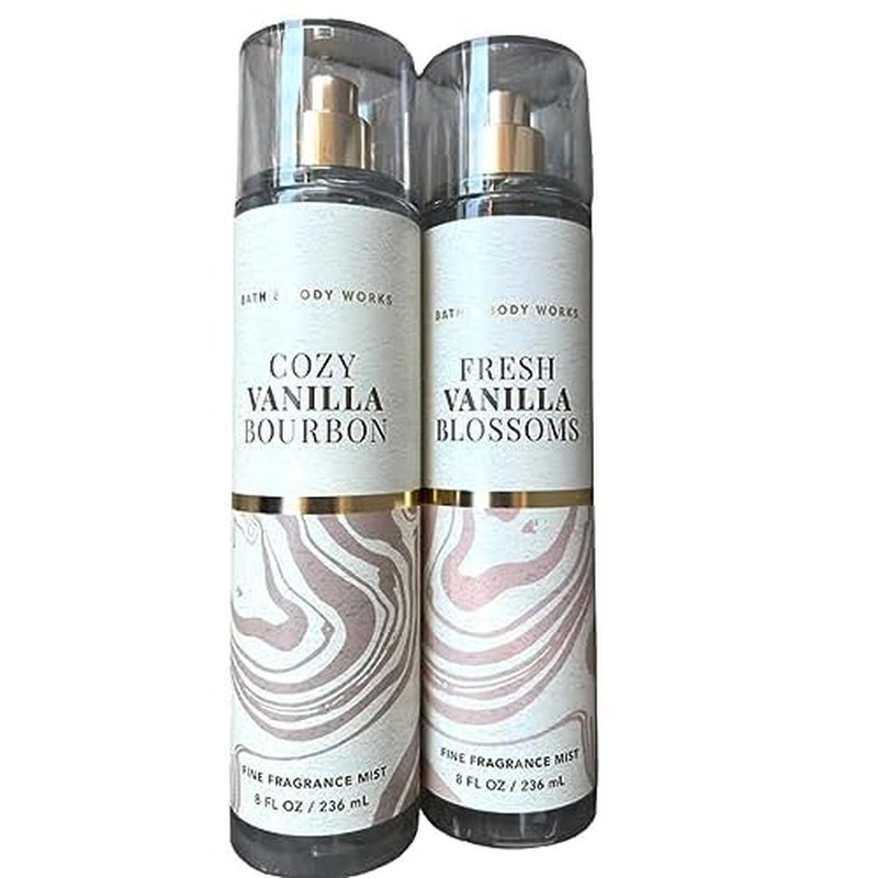 Bath and body Lotion, Perfume Mist, Shower Gel Fragrance Collection (Vanilla Mists - Bourbon - Blossom, 2 pc Set)