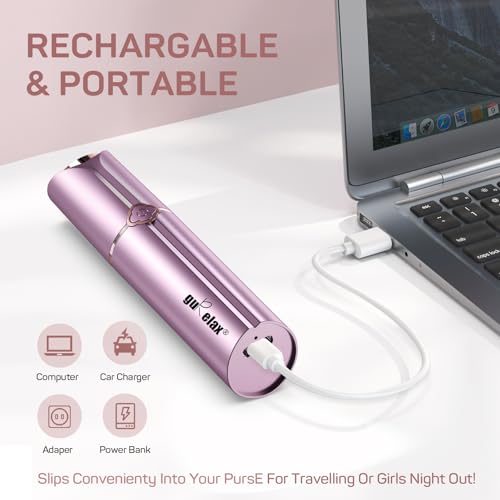 Purple Facial Hair Removal Device for Women with 4 Replacement Heads - Painless & Rechargeable