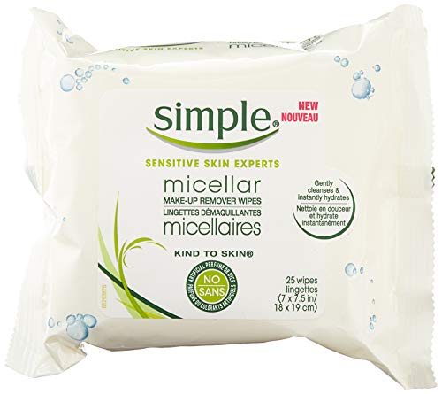 Unscented Facial Wipes Micellar Cleansing Wipes for Sensitive Skin - Pack of 6, 25 Count Each