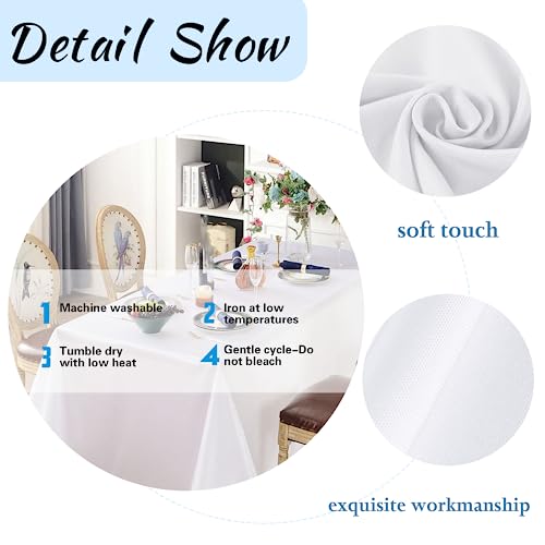 FINDYOU 12 Pack White Polyester Tablecloth 60 x 102 Inch for 6ft Rectangular Tables