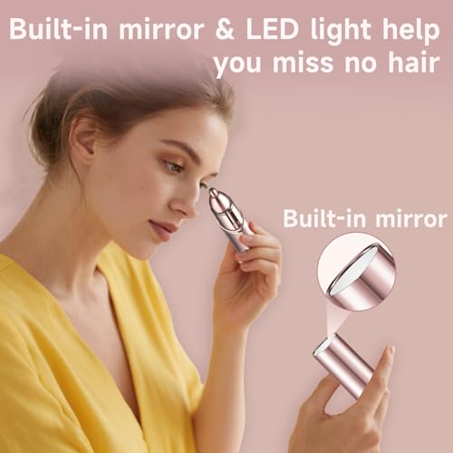 Gurelax Rose Gold 2-in-1 Electric Eyebrow & Facial Hair Trimmer with 3 Replacement Heads